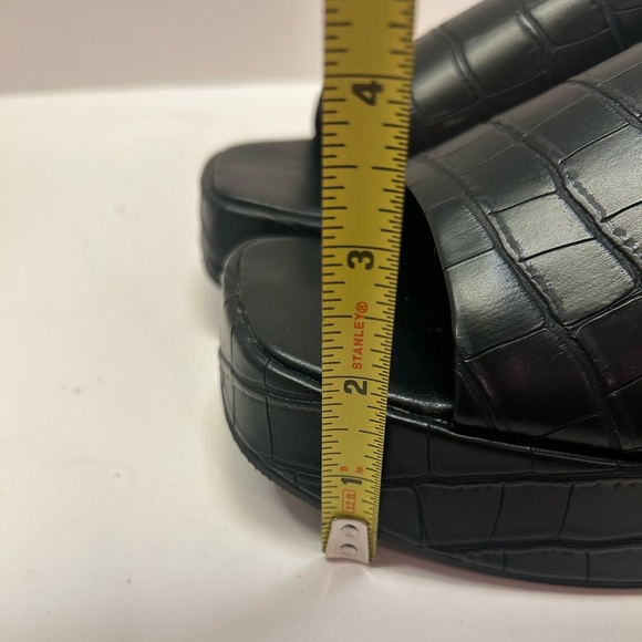 Monki Women’s Size 40 US 8.5 Black Vegan Leather Chunky Mule Faux Croc‎ Sandals - Picture 11 of 15